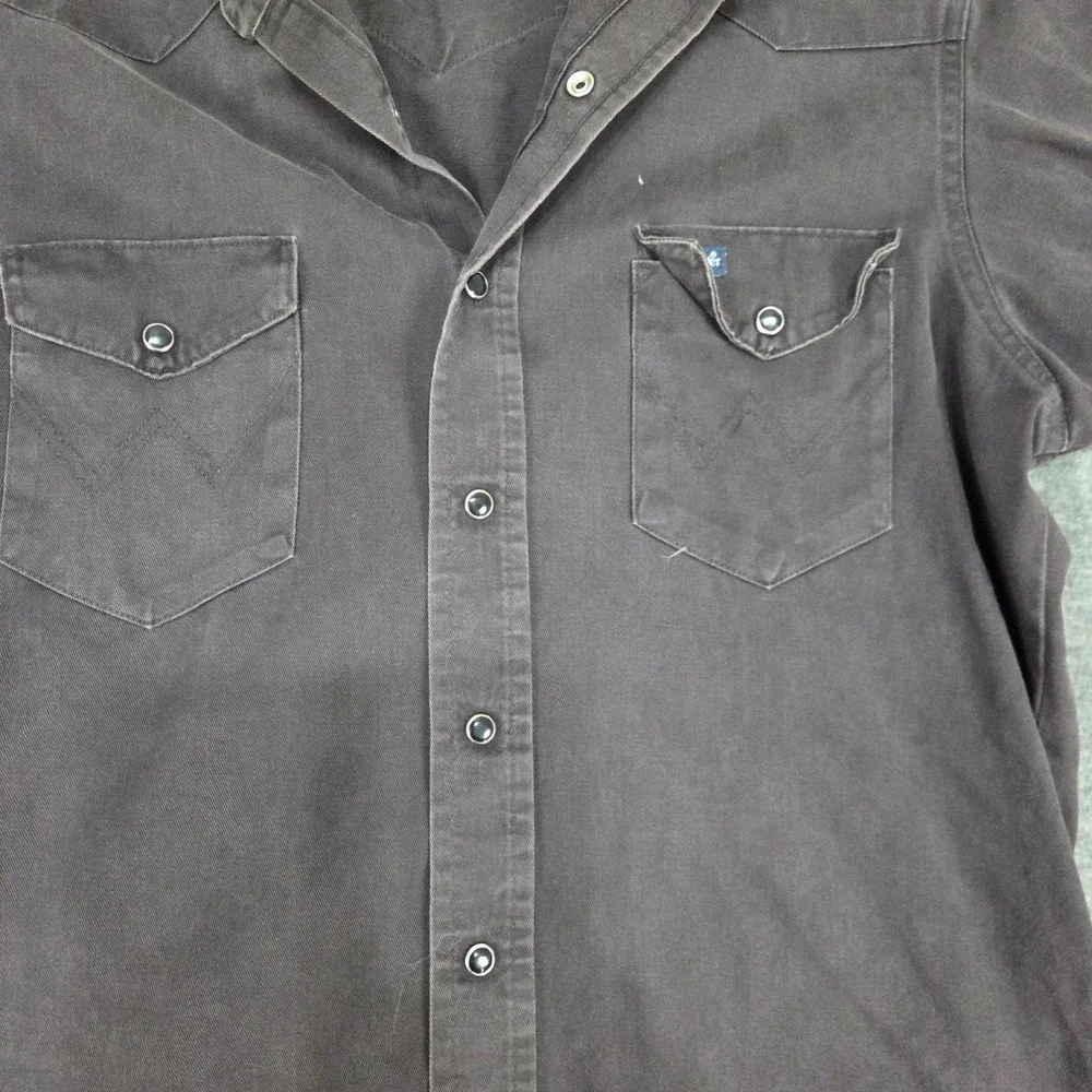 VTG Wrangler Shirt Men X Long Tails Western Snap Long Sleeve Brown Regular Fit - Picture 3 of 10